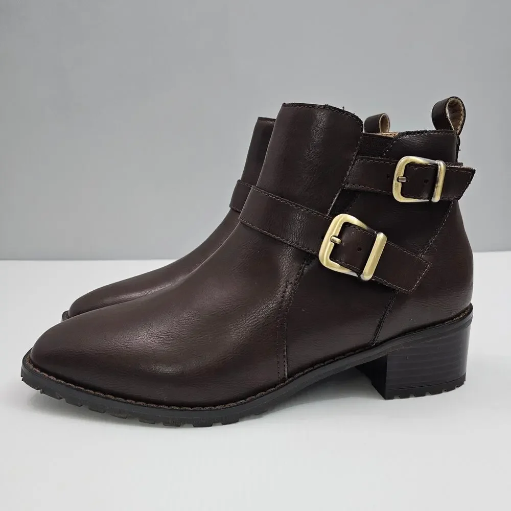 Blondo Shantel Moto Ankle Boot Womens 9 Brown Leather Waterproof Western NEW